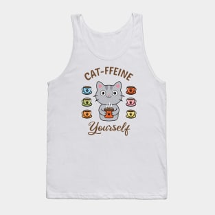 Catffeine Cat With Coffee Tank Top